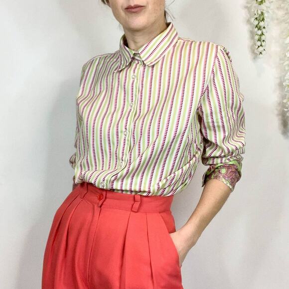 RARE ROBERT GRAHAM striped button down shirt paisley cuffs preppy coastal 2644 - Picture 14 of 16